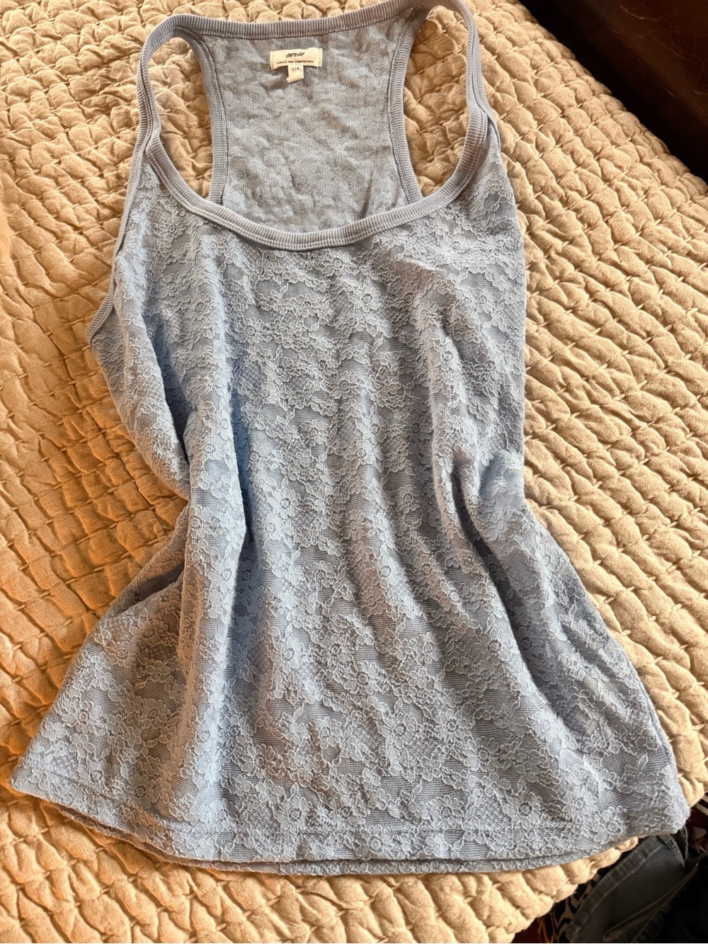 aerie Pale Blue Lace Racerback Camisole Tank